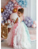 Rainbow Tulle Ruffled Flower Girl Dress First Birthday Dress